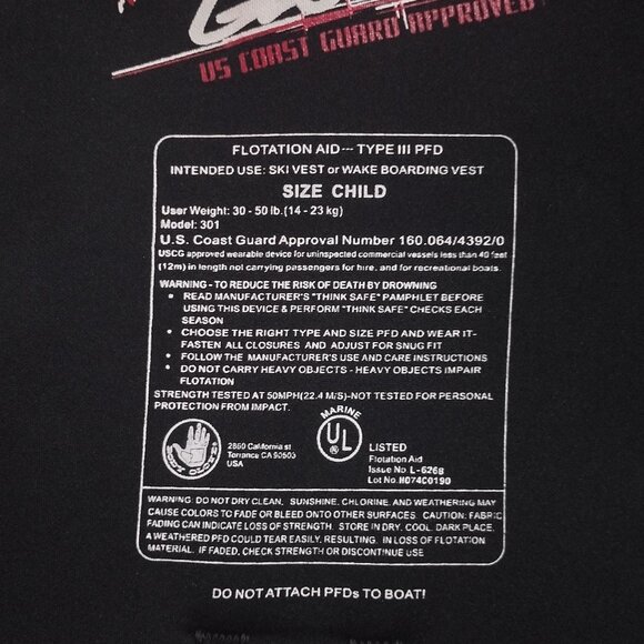 Kids Body Glove Life Vest - Picture 3 of 3